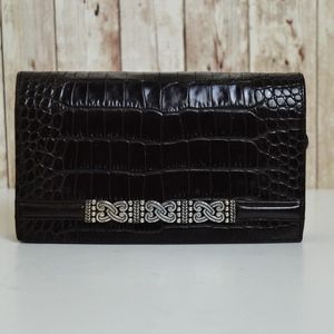 Brighton Embossed Brown Croc Trifold Clutch/Wallet